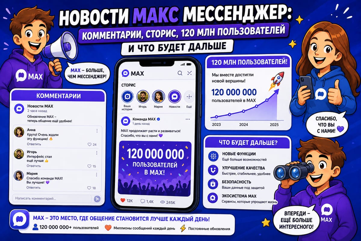 Новости МАКС мессенджер: комментарии, сторис, 120 млн пользователей и что будет дальше