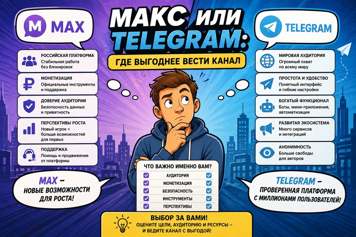 МАКС или Telegram: Сравнение для бизнеса и авторов каналов