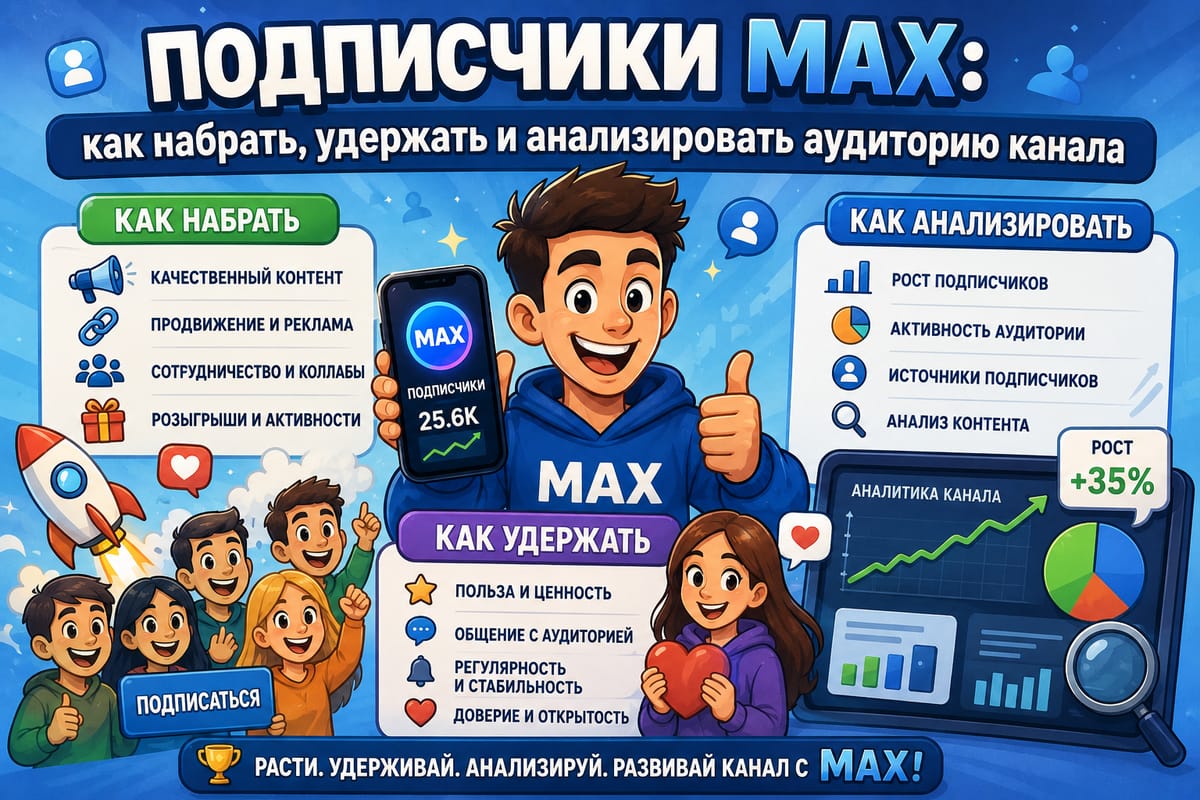 Подписчики MAX: Как набрать, удержать и анализировать аудиторию канала