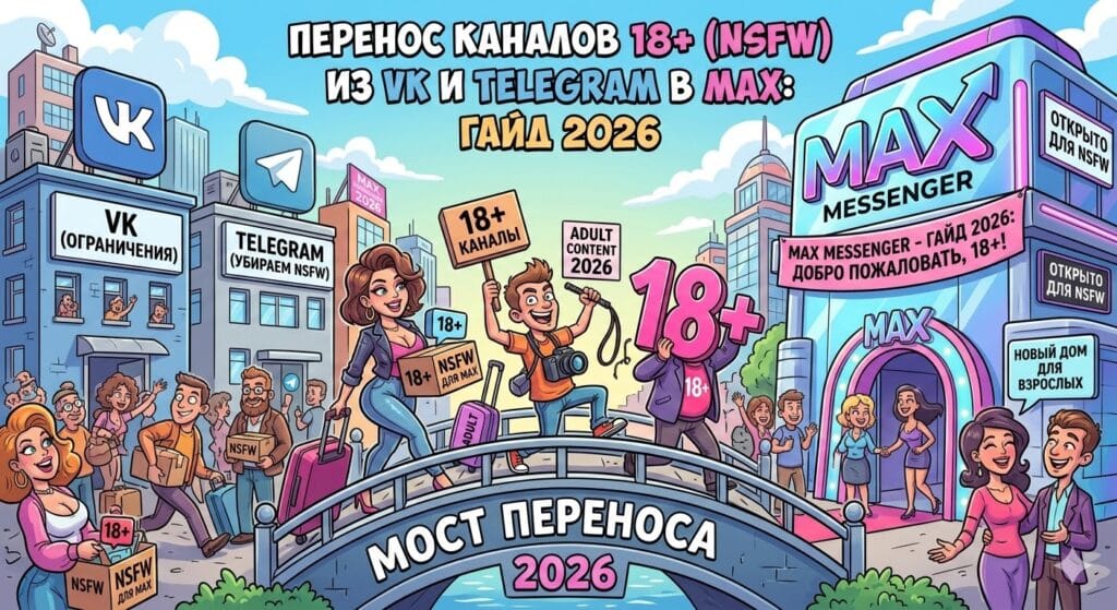 Перенос каналов 18+ NSFW из VK и Telegram в MAX